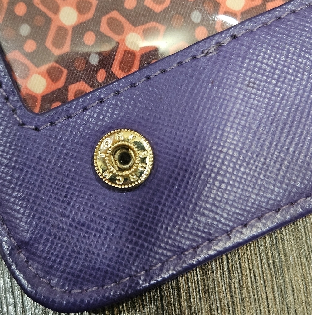 Tory Burch Long Dual Snap Purple Wallet + Chain & Branded Dustbag - Picture 13 of 16